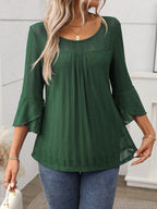 Round Neck Three-Quarter Sleeve Top