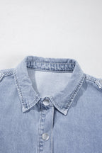 Snap Down Cap Sleeve Denim Top