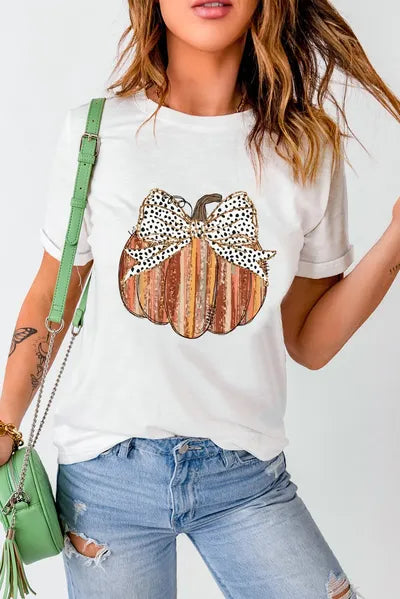 Full Size Pumpkin Round Neck Short Sleeve T-Shirt - felvior