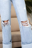 Distressed High Waist Jeans with Pockets - felvior