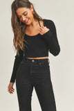 MABLE Long Sleeve Crop Sweater Top and Inner Bra Set - felvior