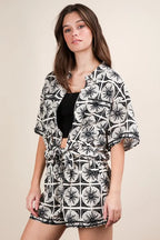 VERY J Plus Size Tropical Printed Shirt Top & Shorts Set