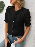 Button Down Half Sleeve Lace Shirt