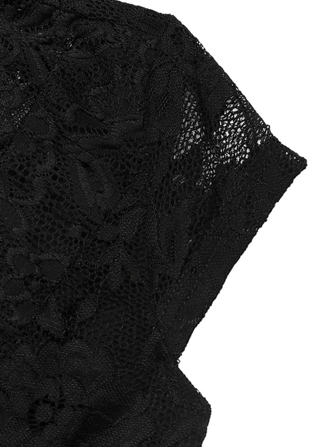 Perfee Lace V-Neck Cap Sleeve Bodysuit - felvior