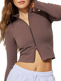 Zip Up Long Sleeve Active Outerwear - felvior