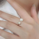Pearl 925 Sterling Silver Open Ring - felvior