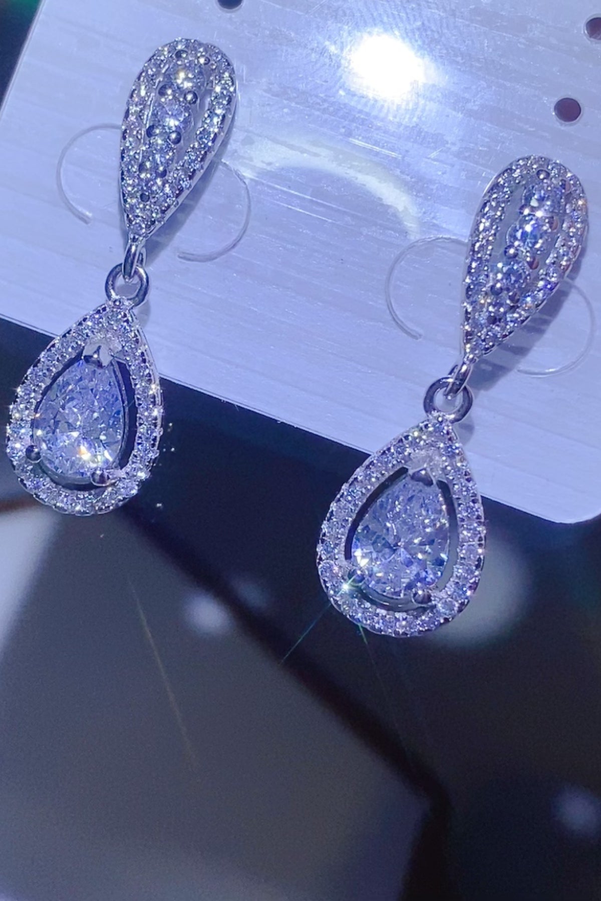 2 Carat Moissanite 925 Sterling Silver Teardrop Earrings - felvior