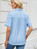 Collared Neck Short Sleeve Shirt - felvior