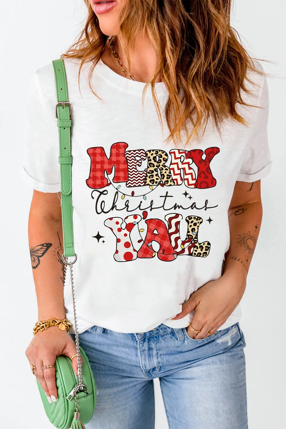 Letter Graphic Round Neck Short Sleeve T-Shirt - felvior