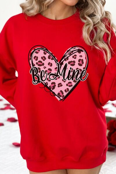 Valentine's Day BE MINE Heart Long Sleeve Sweatshirt - felvior
