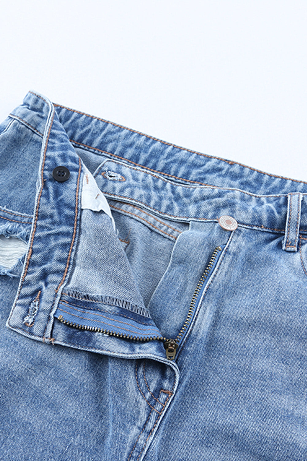 High Rise Crossover Waist Denim Shorts - felvior