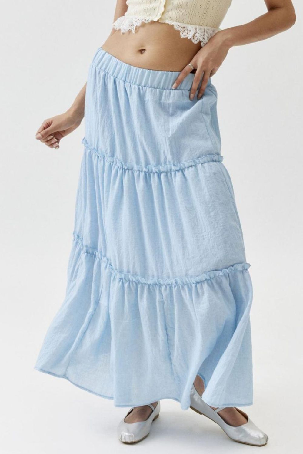 Frill Elastic Waist Skirt