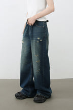 Men's Distressed Wide Leg Jeans