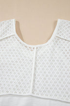 Openwork High Low Hem V Neck Oversized Top