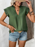 Perfee Ruffled Cap Sleeve Blouse - felvior