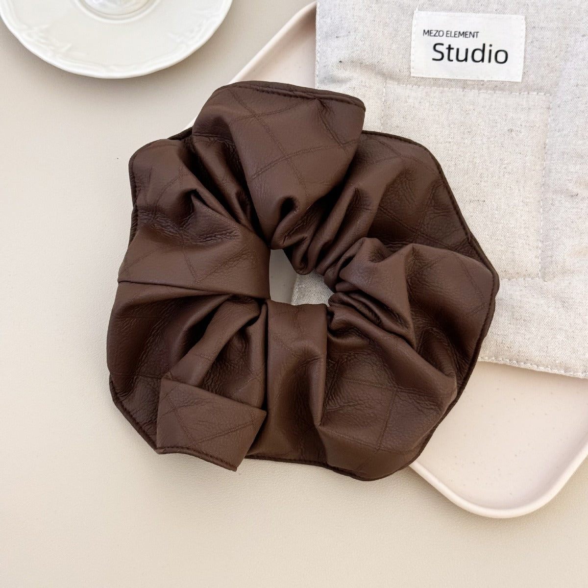 3-Piece PU Leather Elastic Hair Scrunchy - felvior