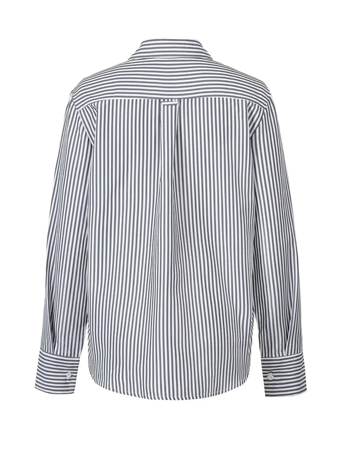 Devine Striped Collared Neck Long Sleeve Shirt - felvior