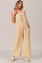 BiBi Washed Denim Buttoned Overall Jumpsuit