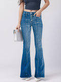 Button Fly Bootcut Jeans with Pockets - felvior