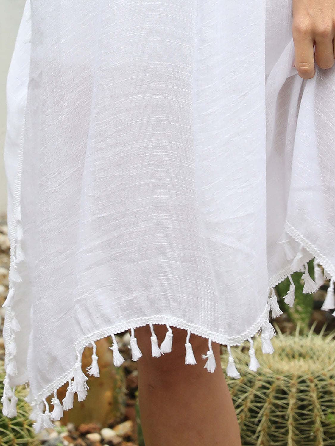 Tassel Cutout Half Sleeve Cover-Up - felvior