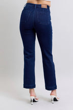 Judy Blue Full Size Hw Work Wear Knee Patch Straight Jeans Plus Size