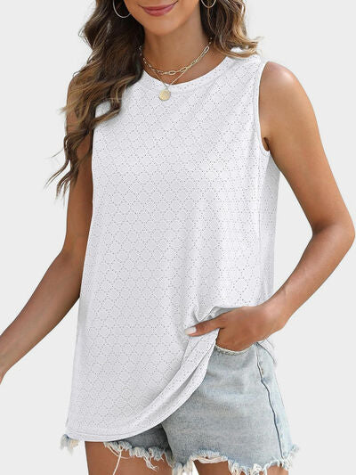 Florira Eyelet Round Neck Tank - felvior
