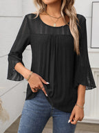 Round Neck Three-Quarter Sleeve Top