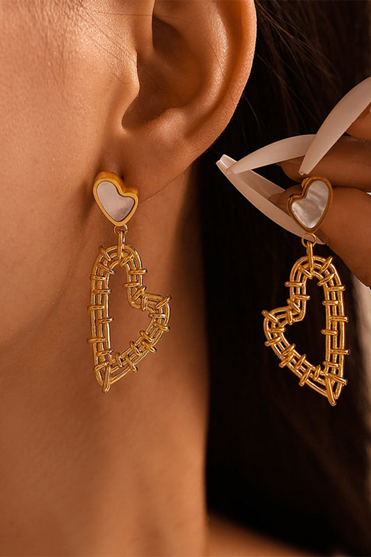 Stainless Steel Heart Earrings and Necklace Set - felvior
