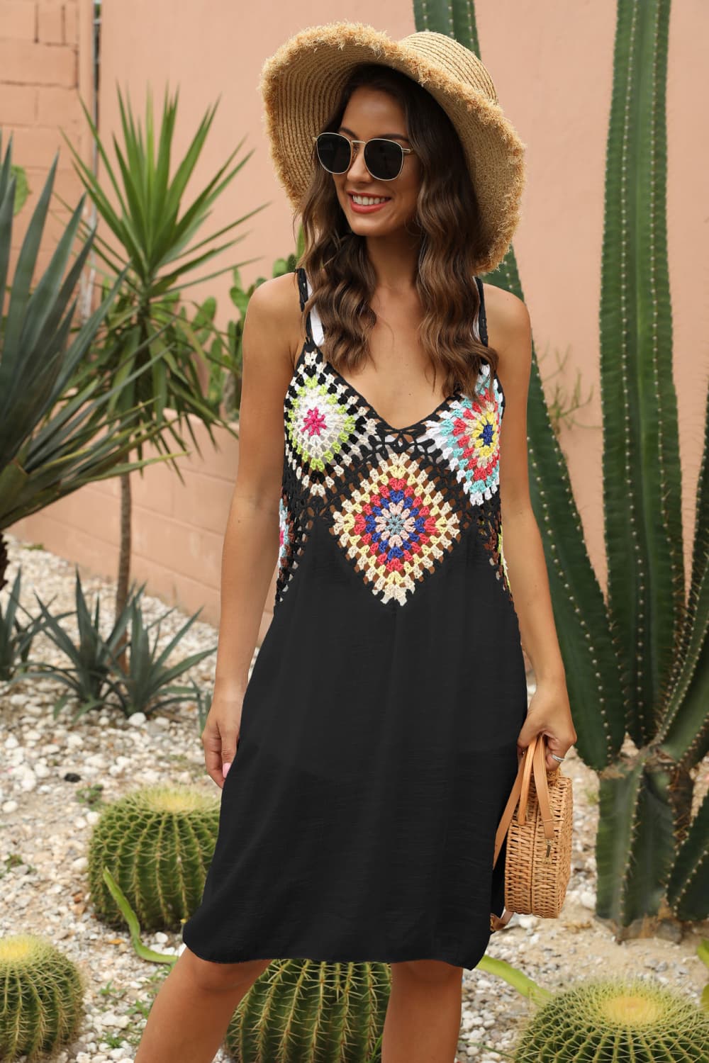 Openwork Sleeveless Embroidery Dress - felvior
