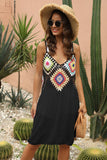 Openwork Sleeveless Embroidery Dress - felvior