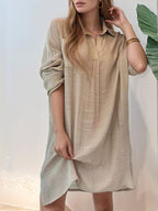 Full Size Side Slit Roll-Tab Sleeve Mini Shirt Dress Plus Size