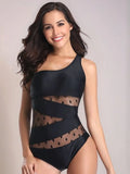 One Shoulder Polka Dot One-Piece Swimwear - felvior