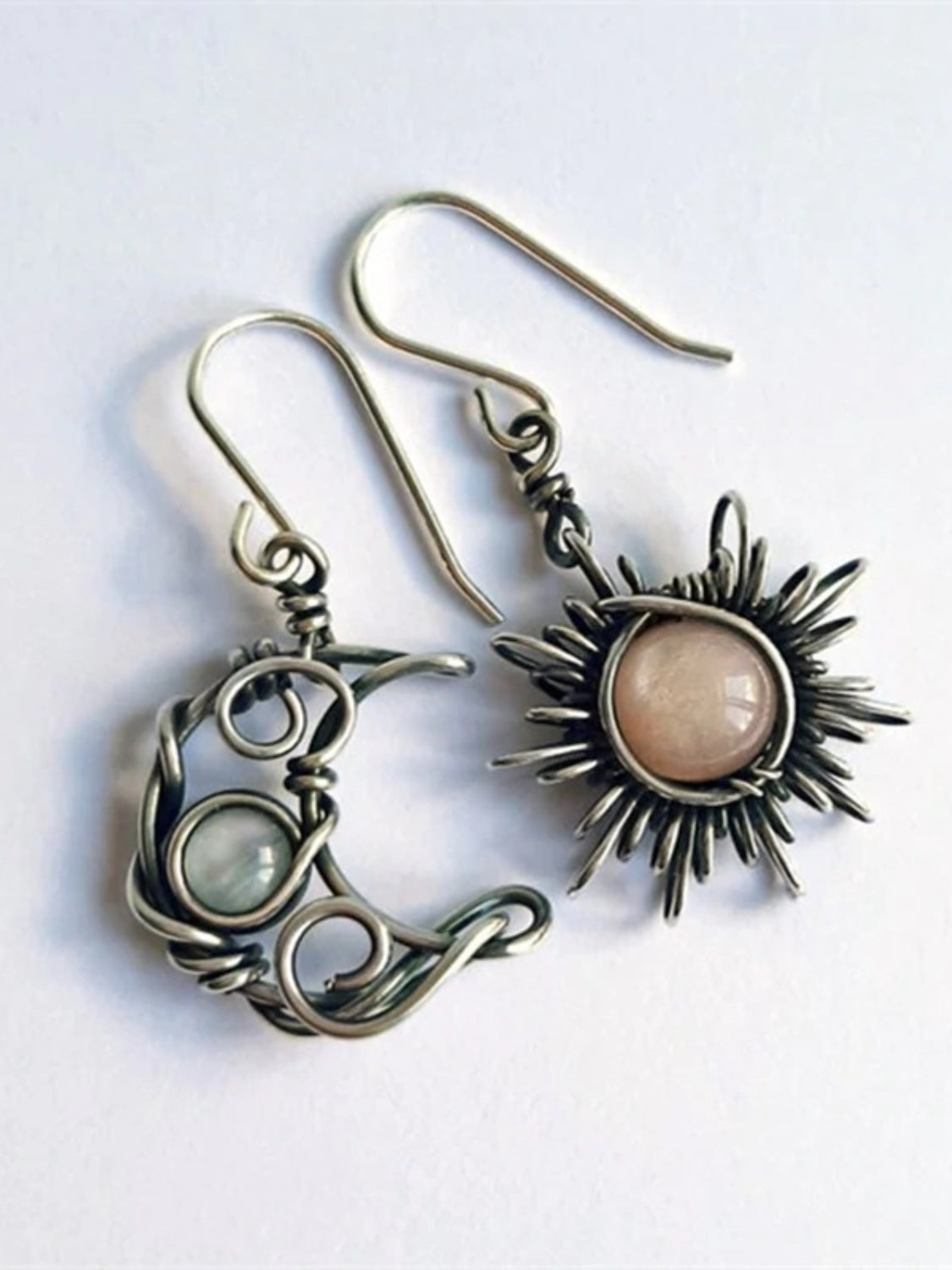 Alloy Moon & Sun Dangle Earrings - felvior