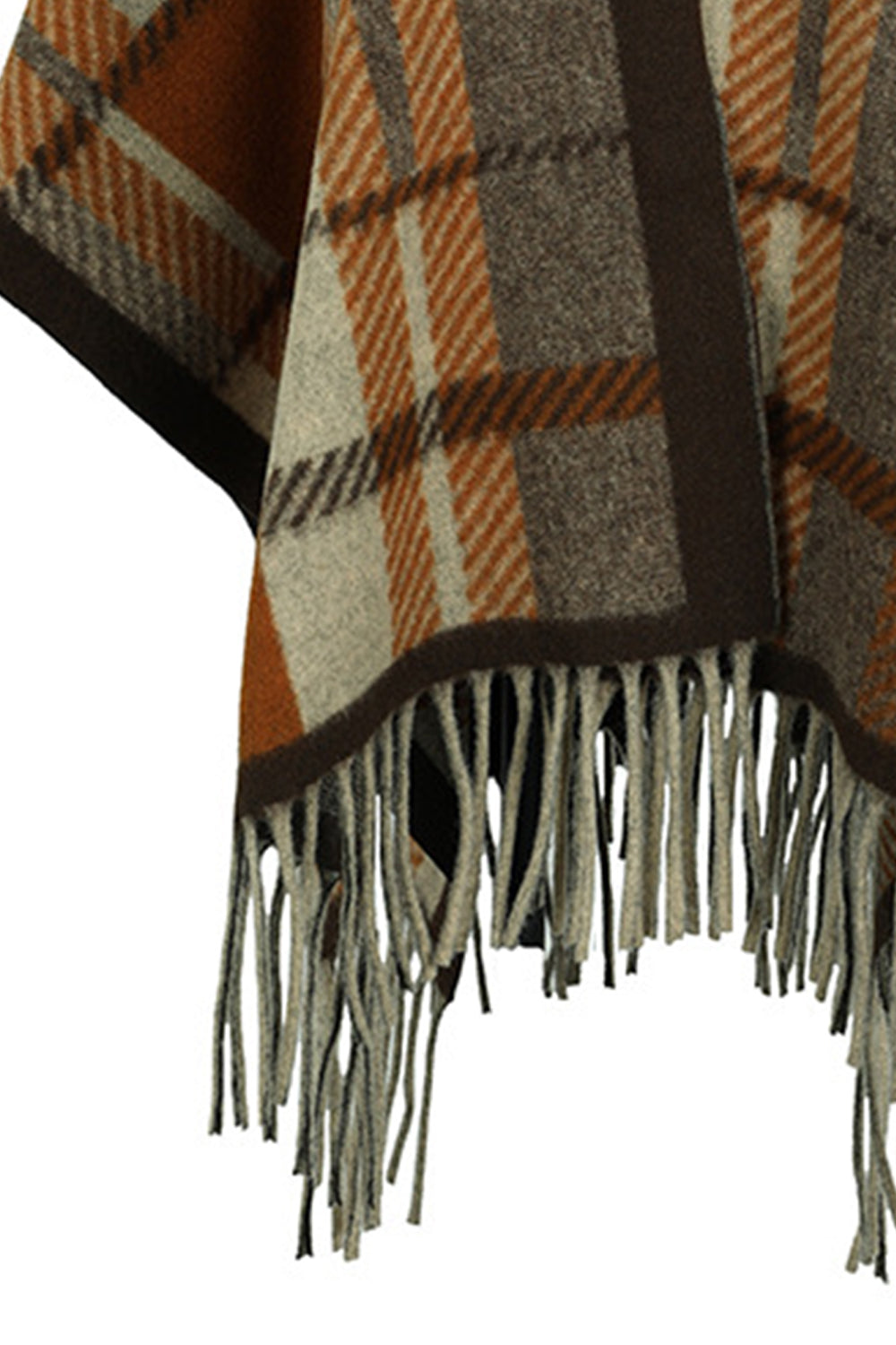 Cloak Sleeve Fringe Detail Poncho - felvior