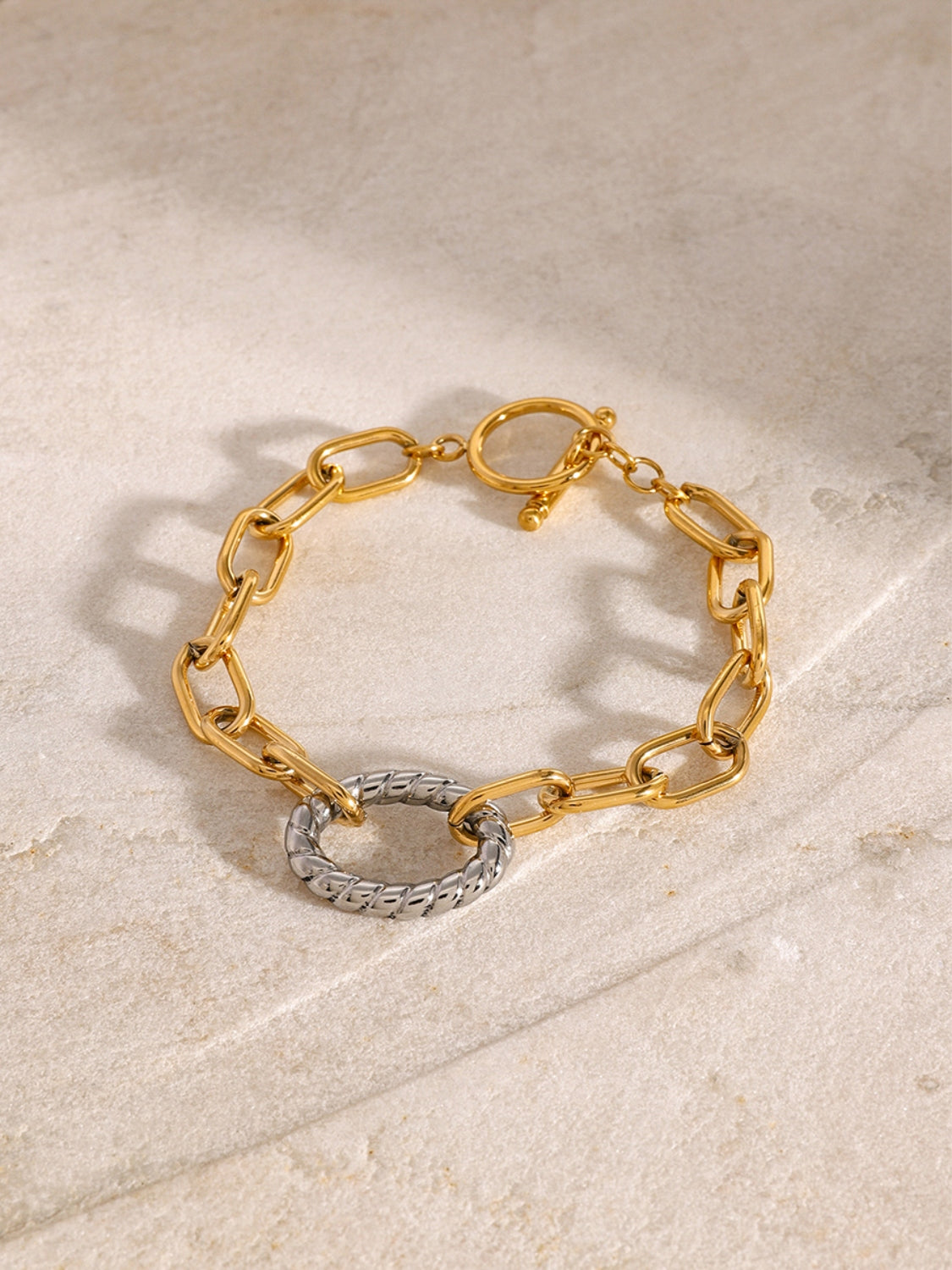 Two-Tone Stainless Steel Chain Bracelet - felvior