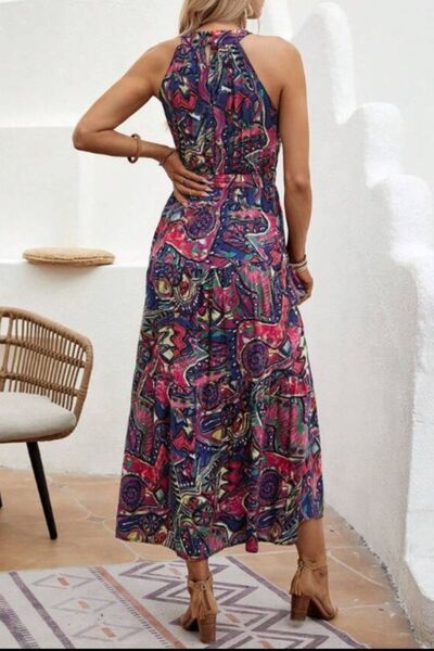 Tied Floral Sleeveless Dress - felvior