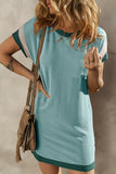 Textured Round Neck Short Sleeve Dress - felvior
