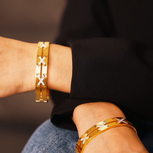 18K Gold-Plated Czech Diamond Bracelet - felvior