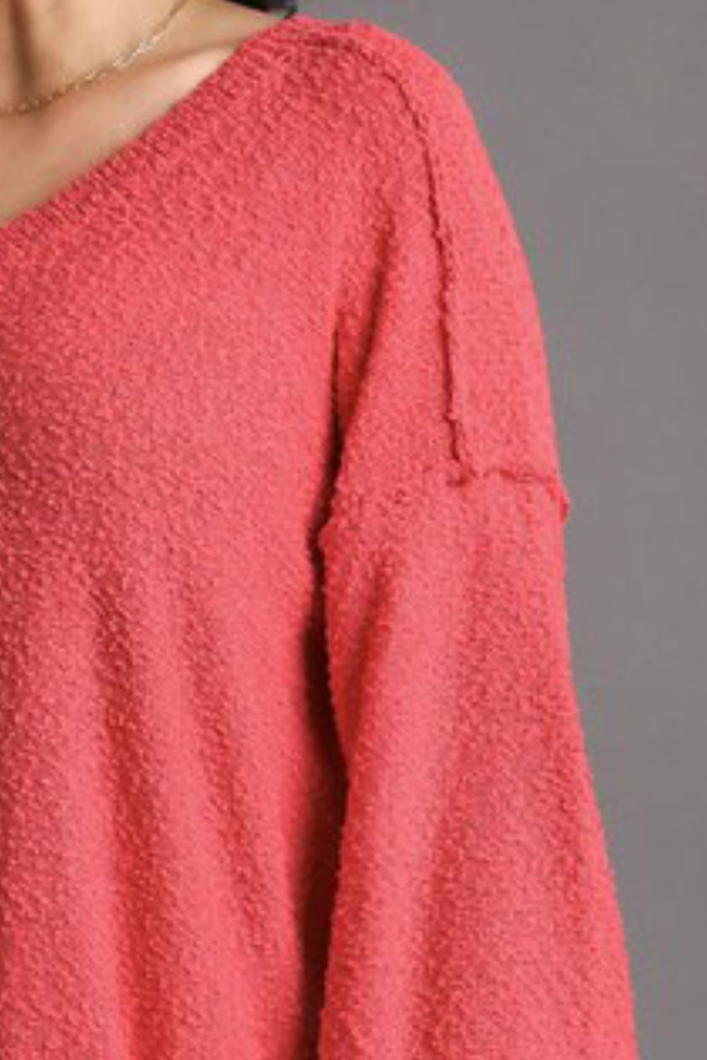 Umgee Full Size Dropped Shoulder Side Slit Sweater Plus Size - felvior