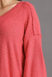 Umgee Full Size Dropped Shoulder Side Slit Sweater Plus Size - felvior