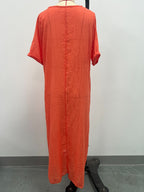 Full Size V-Neck Short Sleeve Midi Dress Plus Size