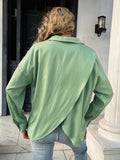 Button Down Collared Neck Long Sleeve Shirt - felvior