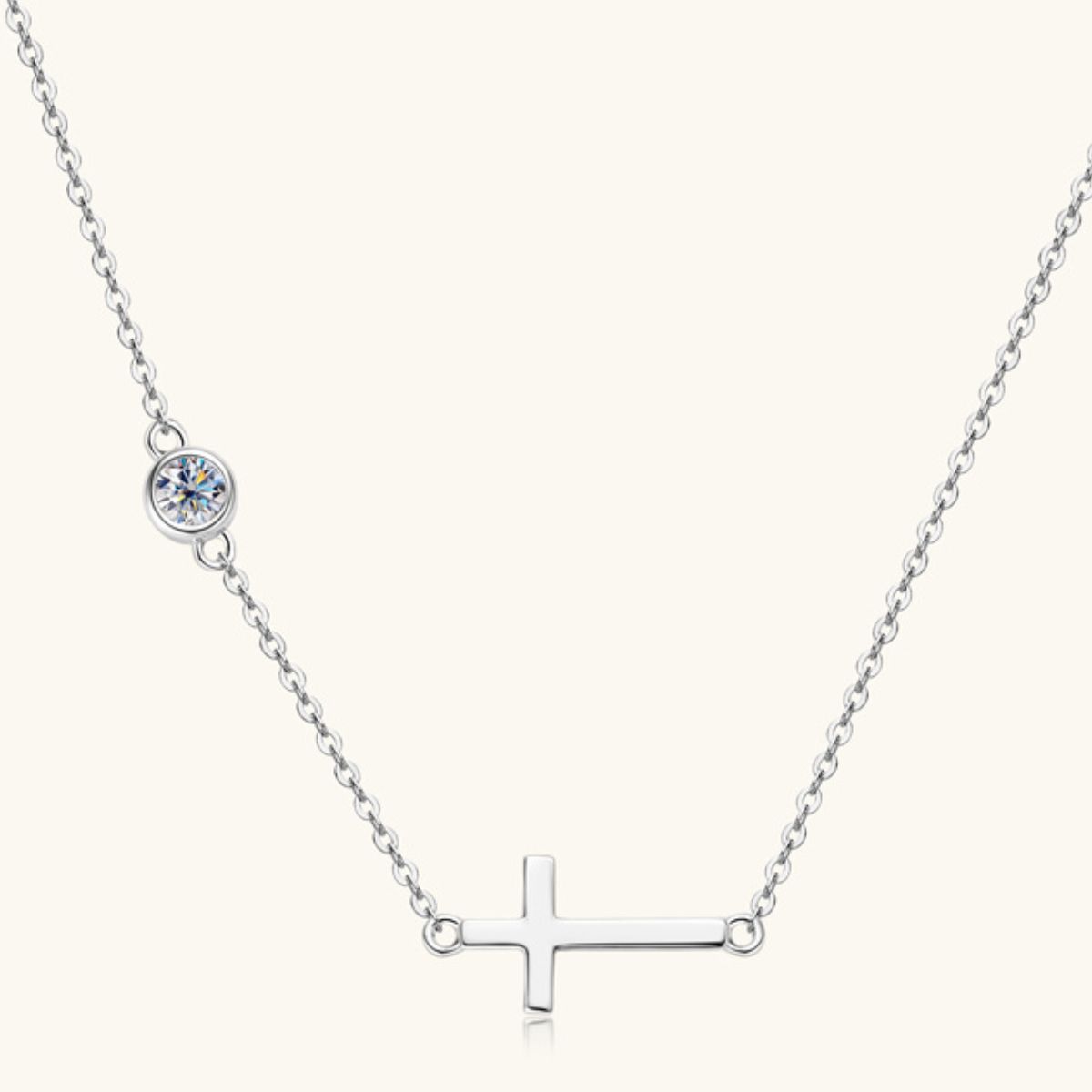 Cross 925 Sterling Silver Moissanite Necklace - felvior