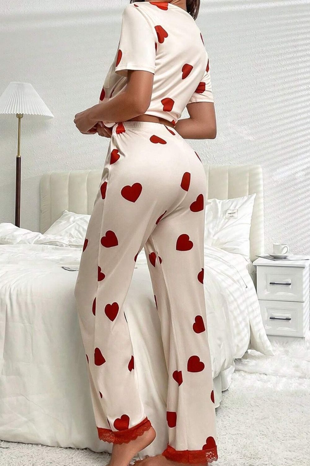 Pocketed Round Neck Top and Drawstring Pants Lounge Set Secondary image