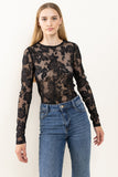 Ces Femme Floral Lace Mesh Bodysuit - felvior