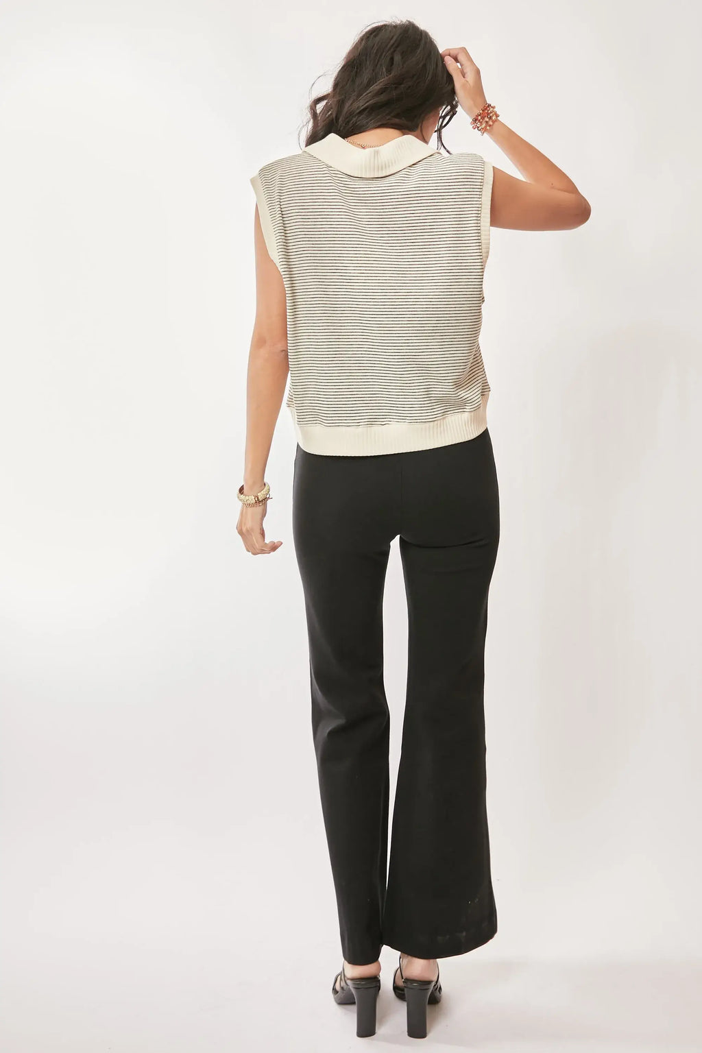 Davi & Dani French Terry Boxy Fit Striped Sweater Vest