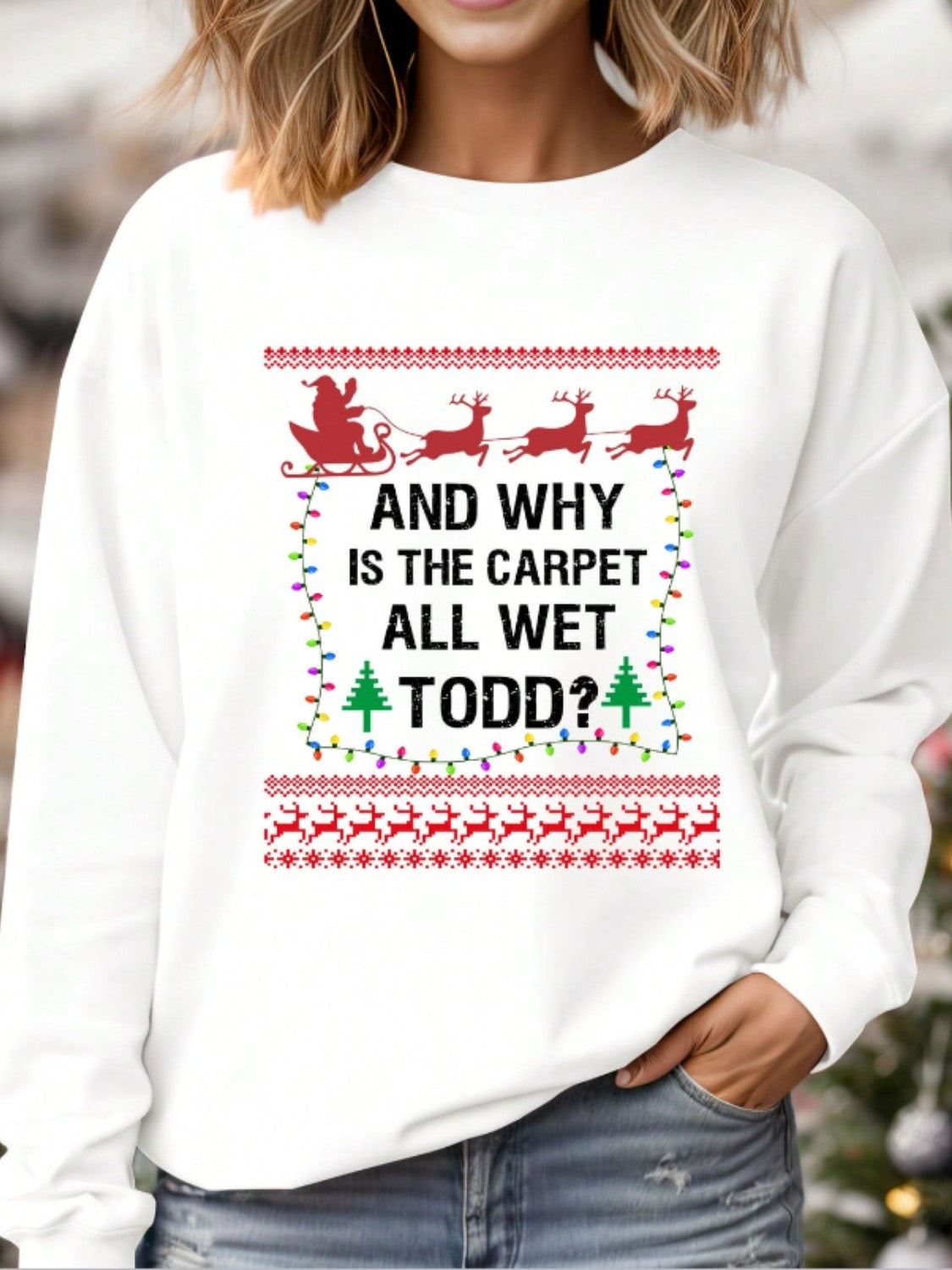 Graphic Round Neck Long Sleeve Sweatshirt - felvior