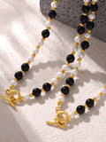 Stainless Steel Agate Shell Bead Necklace - felvior