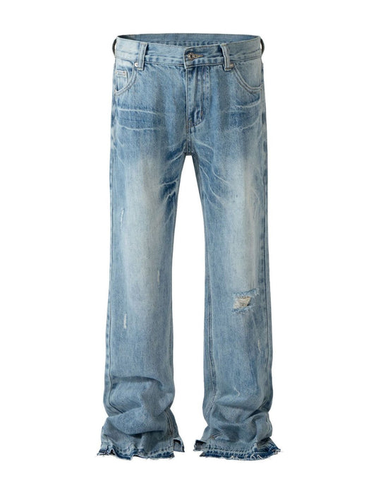 Men's Distressed Raw Hem Jeans - felvior