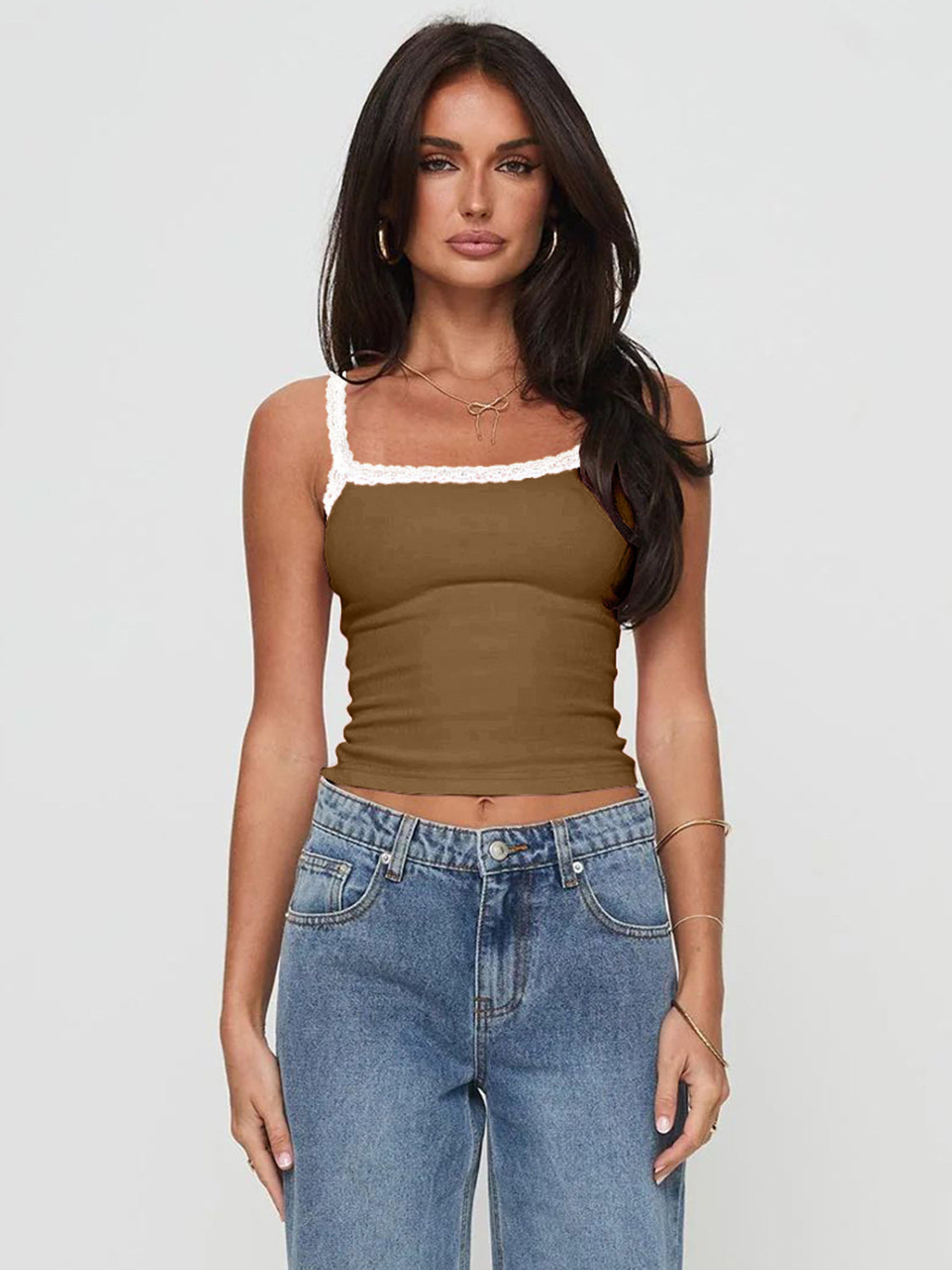 Lace Detail Cropped Cami Main image